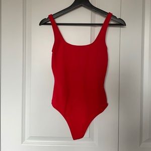 Group by Babaton Red Thong Bodysuit Size XS